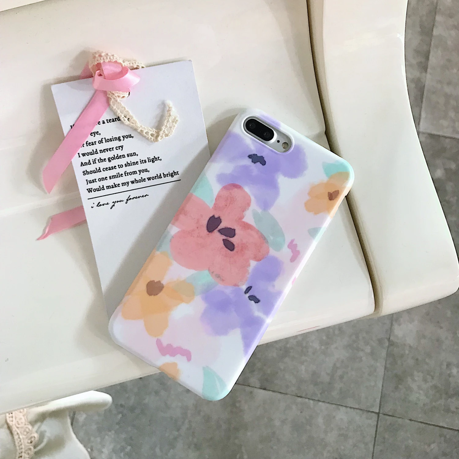 Beautiful IMD painted flower pattern white background mobile phone protective case for iphone 7 x xr max 6 8 and plus |