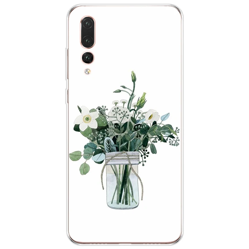 Watercolor plants with flowers Cover Soft Silicone TPU Phone Case For Huawei P9 P10 P20 PLUS P8 P30 lite PRO | Мобильные телефоны и