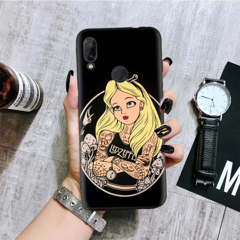 Tattoo girl princess Black Cover Phone Case for Xiaomi Redmi Note 8 7 7S 7A 6 S2 GO K20 Pro 6A Mi 6X 5X A1 CC 9 8 Coque