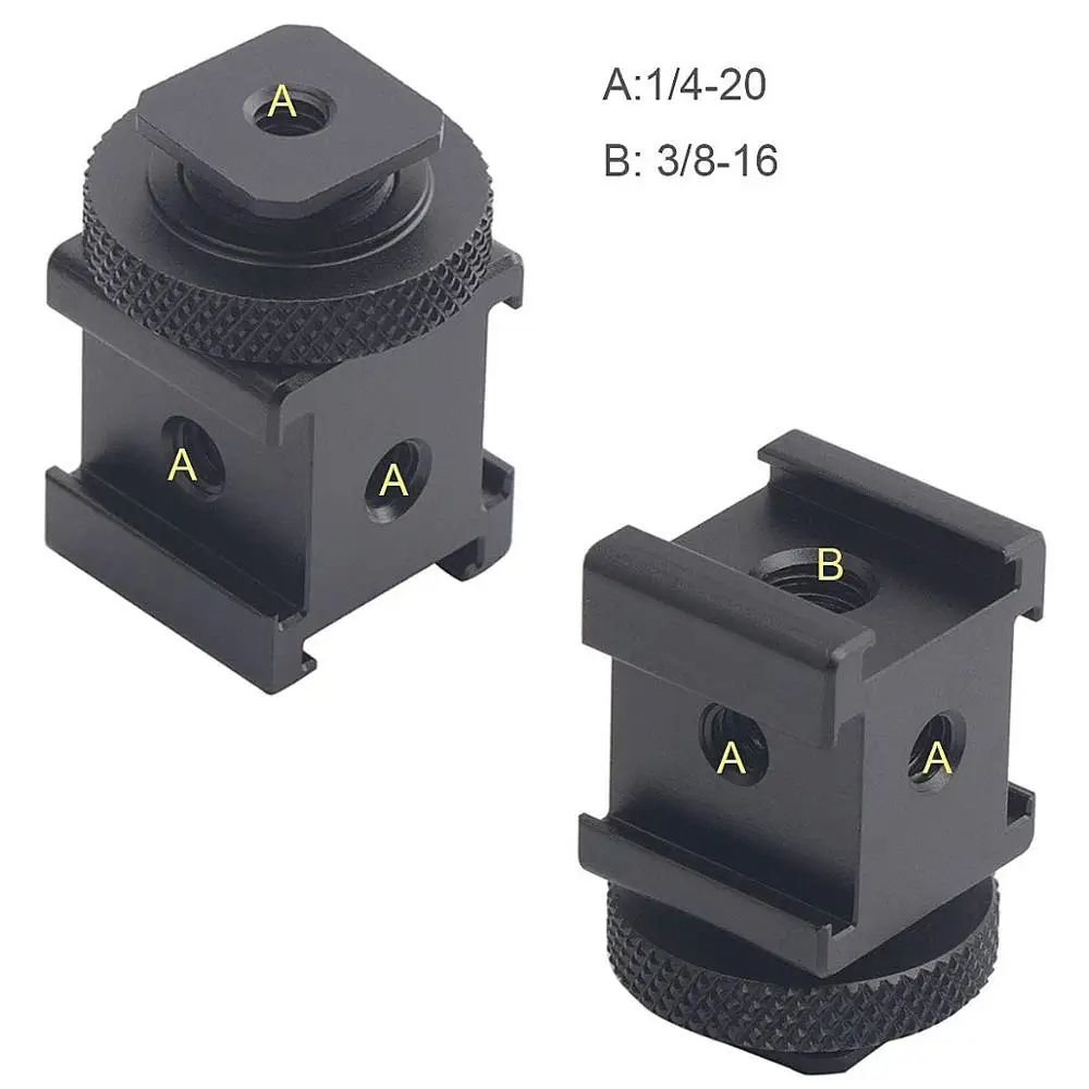 Алюминиевый 3 сторонний адаптер для крепления камеры с тройным холодным башмаком