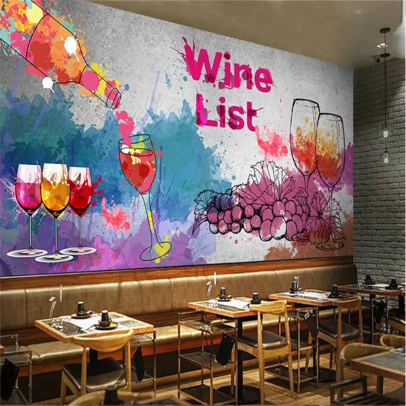 Ретро акварель красное вино винный завод фон настенная бумага 3D погреб бар