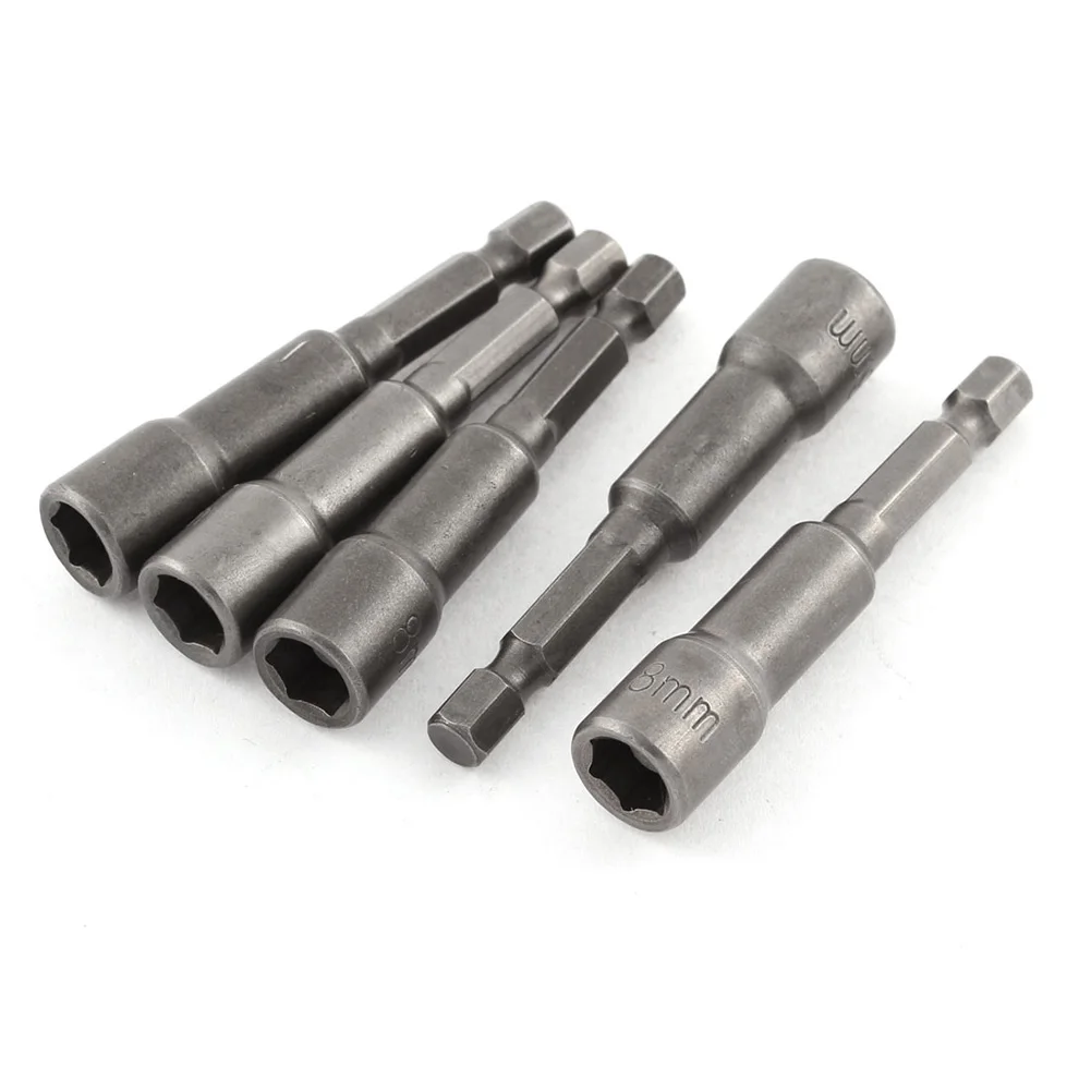 

5pcs Magnetic Drive Bit 8 Mm (5/16) Hex Head Socket Driver Length 65mm In Home DIY, Carpentry, Auto Parts