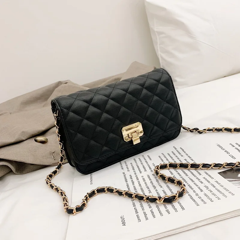 

High-quality Synthetic Leather Women Flap 2022 New Casual Fashion Solid Color Diamond Pattern Small Square Bag Famous Brand Bags