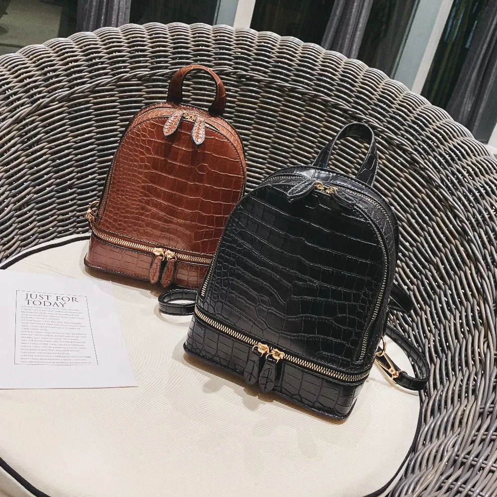 Винтажный крокодиловый узор маленькие рюкзаки из искусственной кожи для женщин