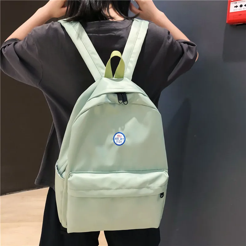 

GALANODEL Fashion Embroidery Waterproof Nylon Women Backpack Pure Color Leisure Backpack for Teenage Girls Schoolbag Mochila