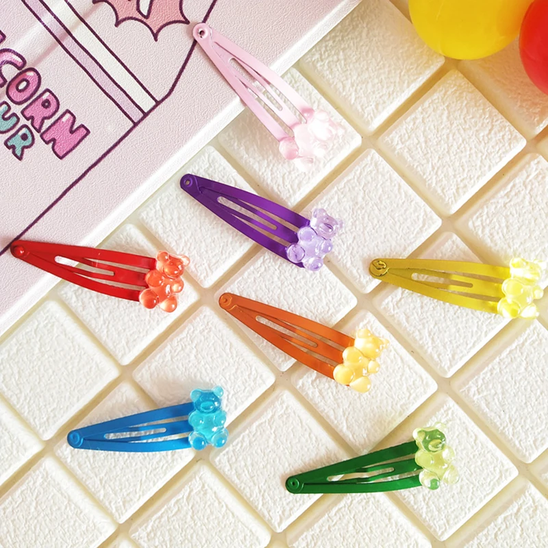 HZ 2019 новые корейские милые 2 шт./компл. красочные акриловые Gummy Bear заколки для