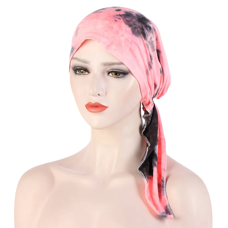 

Muslim Women Soft Turban Hat Tie-dye Head Scarf Soft Chemo Cancer Beanies Bonnet Caps Bandana Headscarf Head Wrap Headwear