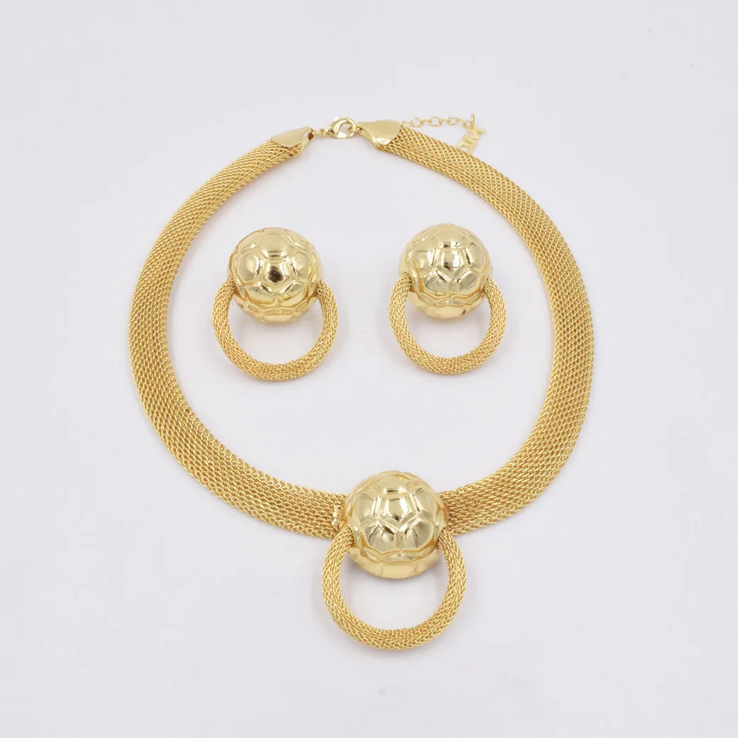 

NEW High Quality Ltaly 750 Gold color Jewelry Set For Women african beads fashion necklace set earring jewelry