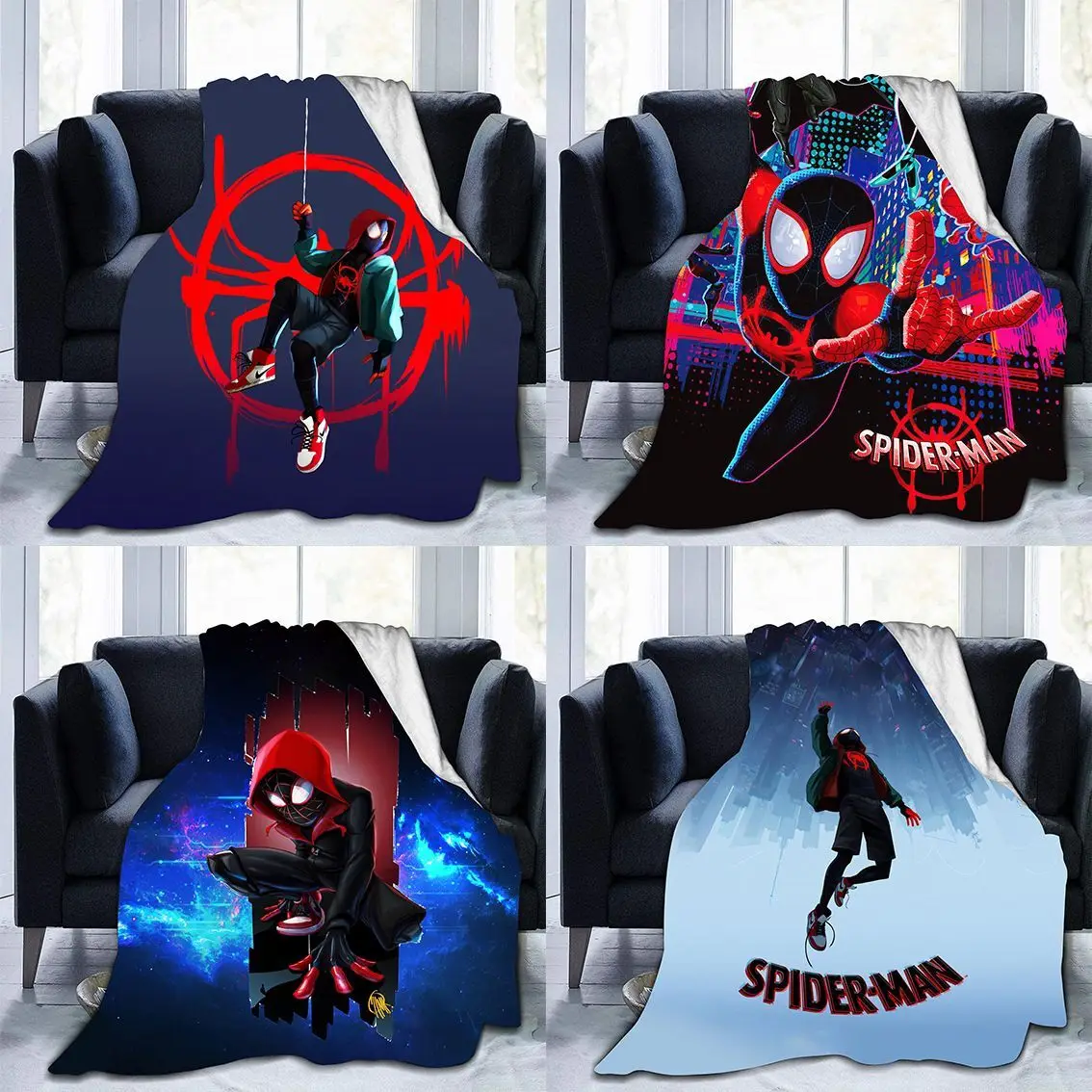 

Фланелевое Одеяло Spiderverse с 3D принтом миль Моралес, покрывало для дивана, постельное белье для односпальной кровати, для маленьких мальчиков ...