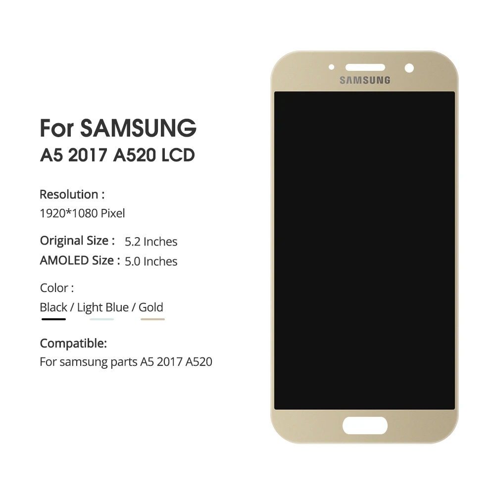 Оригинальный 5 0 &quotSuper AMOLED ЖК дисплей для SAMSUNG Galaxy A5 2017 с сенсорным экраном