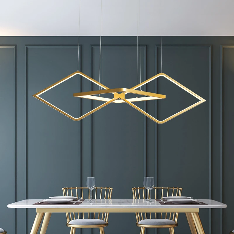 LED Modern Pendant Lights Nordic Gold Rhombus For Living room Kitchen Dining Bar Hanging Lamp Chandelier Home Lustres |
