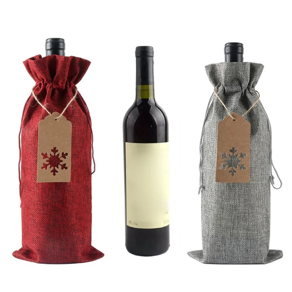 

Набор из 12 предметов, Льняная сумка на шнурке для вина, мешковины, украшение для стола вечерние с карточками для упаковки бутылок для шампан...