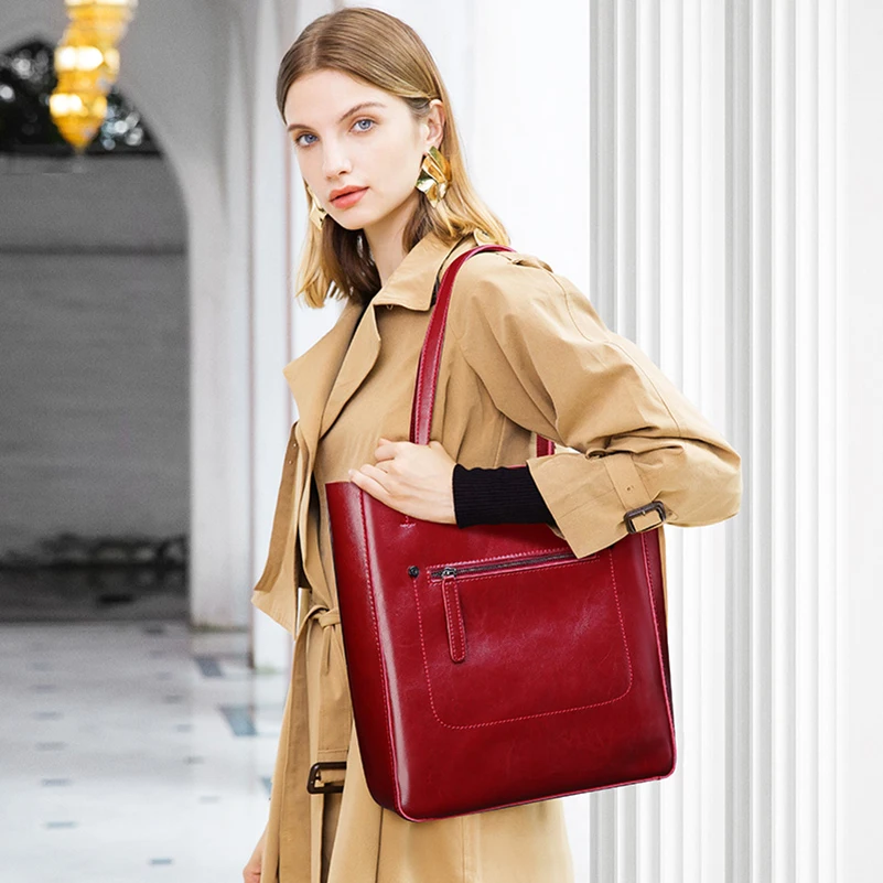 

ZROM Women Shoulder Bags Genuine Leather Handbags Big Female Fashion Tote Bags Designer High Quality Office Ladies Solid Bag