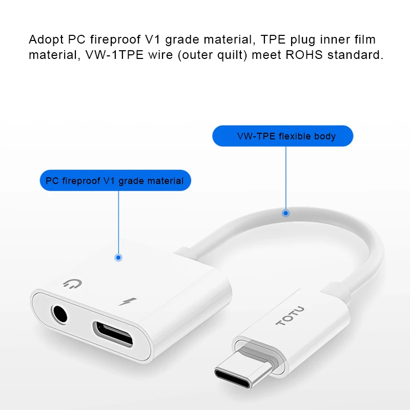 USB-кабель TOTUDESIGN для быстрой зарядки с интерфейсом USB Type-C + 3 5 мм | Мобильные