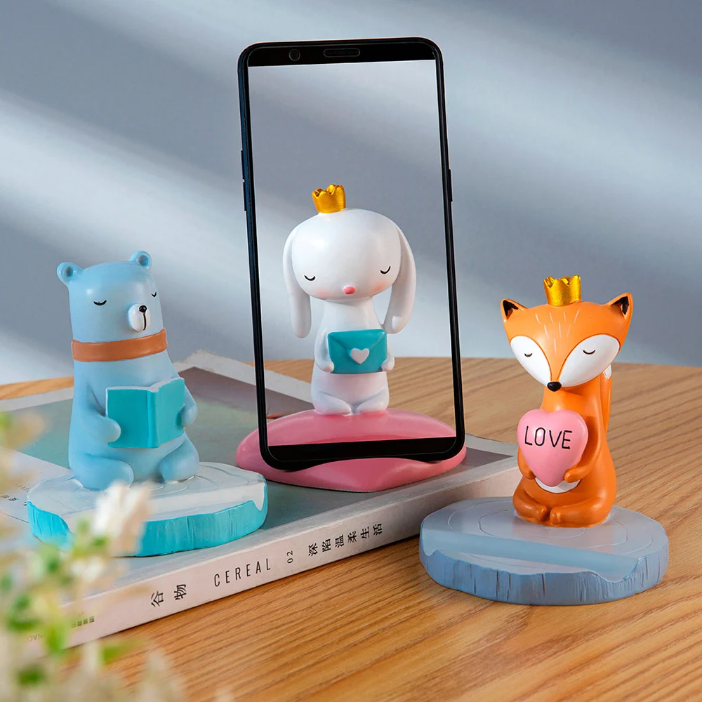 

Аксессуары для украшения дома, статуи животных из смолы, фигурка лисы, держатель для телефона, украшение для гостиной, офиса, стола, подставк...