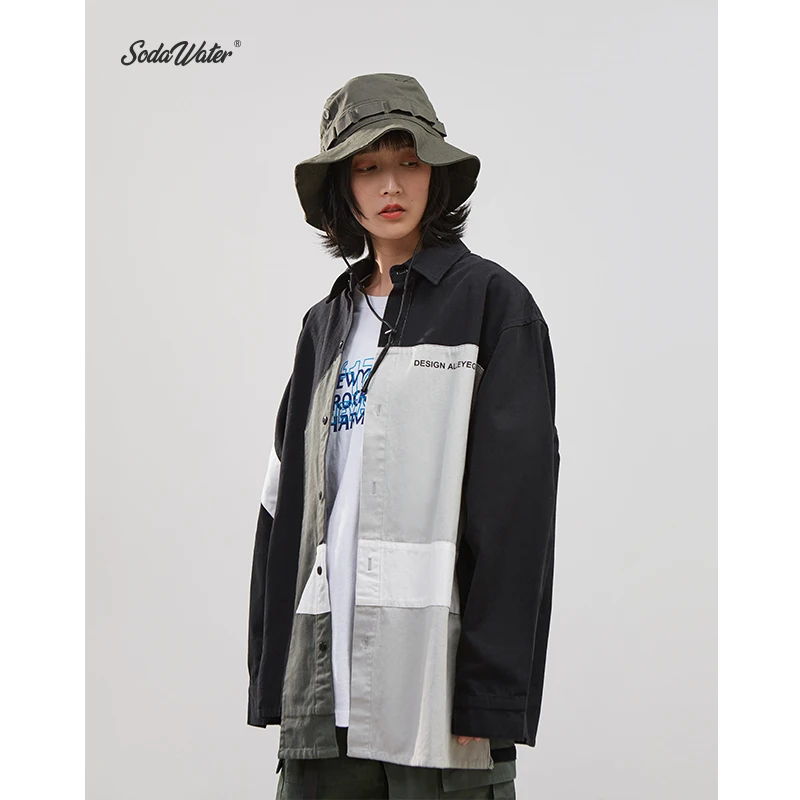 Мужская рубашка SODAWATER с длинным рукавом принтом в виде букв 2019|Повседневные