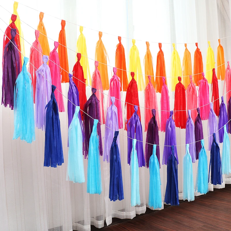 

20pcs Wedding Party Decoration Paper Tassels Garland Ribbon Curtain Baby Shower Decoration Bachelorette Party Supplies Flamingo