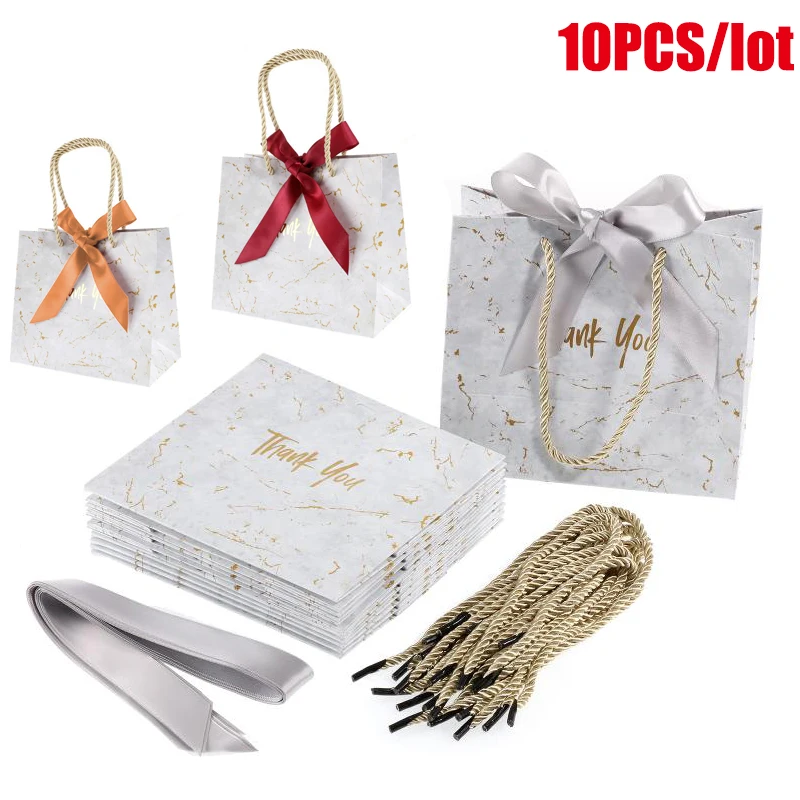 10Pcs Marble Gift Bag Box for Candy Chocolate Boxes Wedding Gift Christmas Packaging Box Party Supplies With Handle
