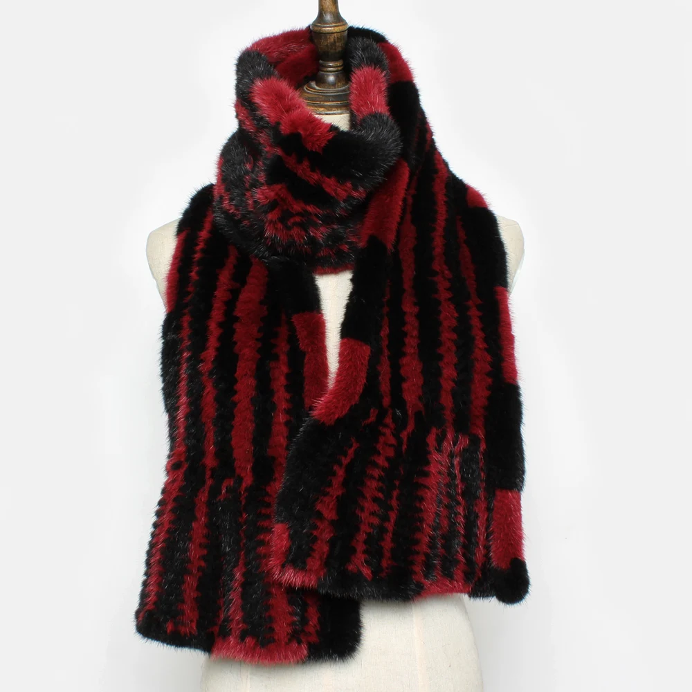 Шарф женский из натурального меха норки зимний теплый длинный |