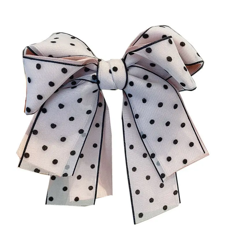 

South Korean girl heart three-dimensional big bow hairpin wave dot sweet horsetail clip card top clip headdress hair