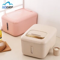 12kg scaled rice bucket with measuring ccup home kitchen grain storage sealed rice box movable pulley pet cat dog food rice jar