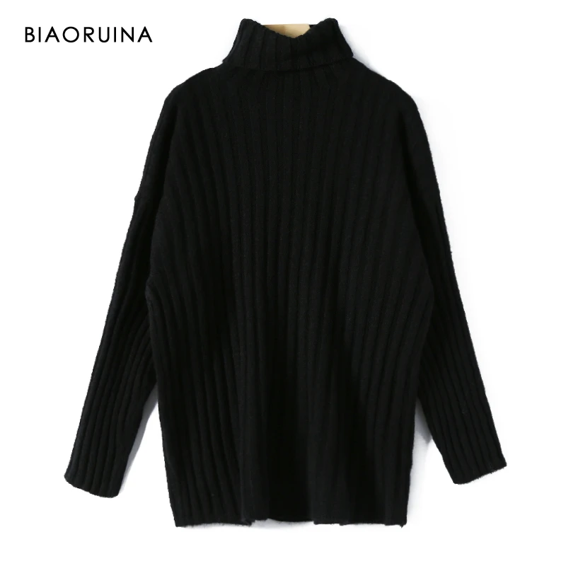 BIAORUINA Женский Повседневный вязаный свитер с воротником под горло 4 цвета