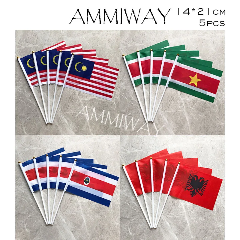 AMMIWAY 14x21 см 5 шт. Сингапур Уругвай страны ручные флаги Венгрия небольшой летающий
