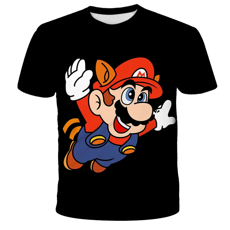 

Summer Children Short Sleeve T-Shirts Kids Cartoon Super Mario Print Boys Girl Tops Tee Mario Brother Fashion Polyester T Shirts