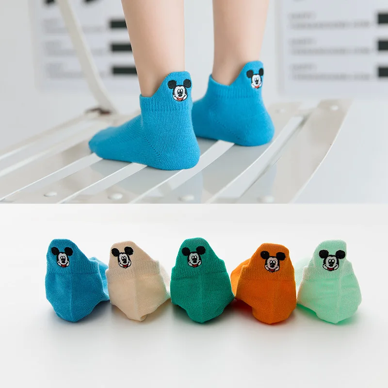 Calcetines de malla con bordado de margaritas para ni&ntilde;os, medias de algod&oacute;n suave y transpirable, 5 par/lote-0