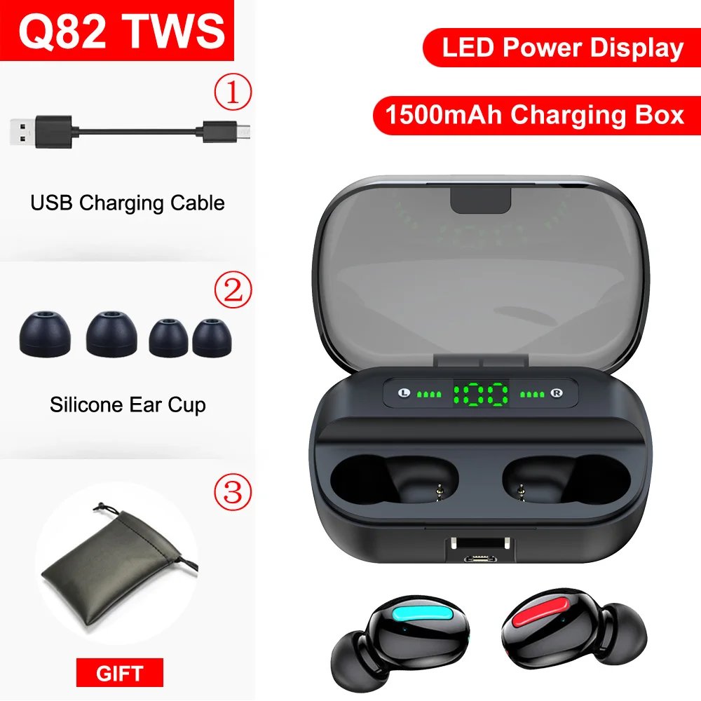 Q82 TWS Bluetooth наушники вкладыши беспроводные наушники Handsfree Bloototh гарнитура Ture беспроводные наушники для телефона Android iOS