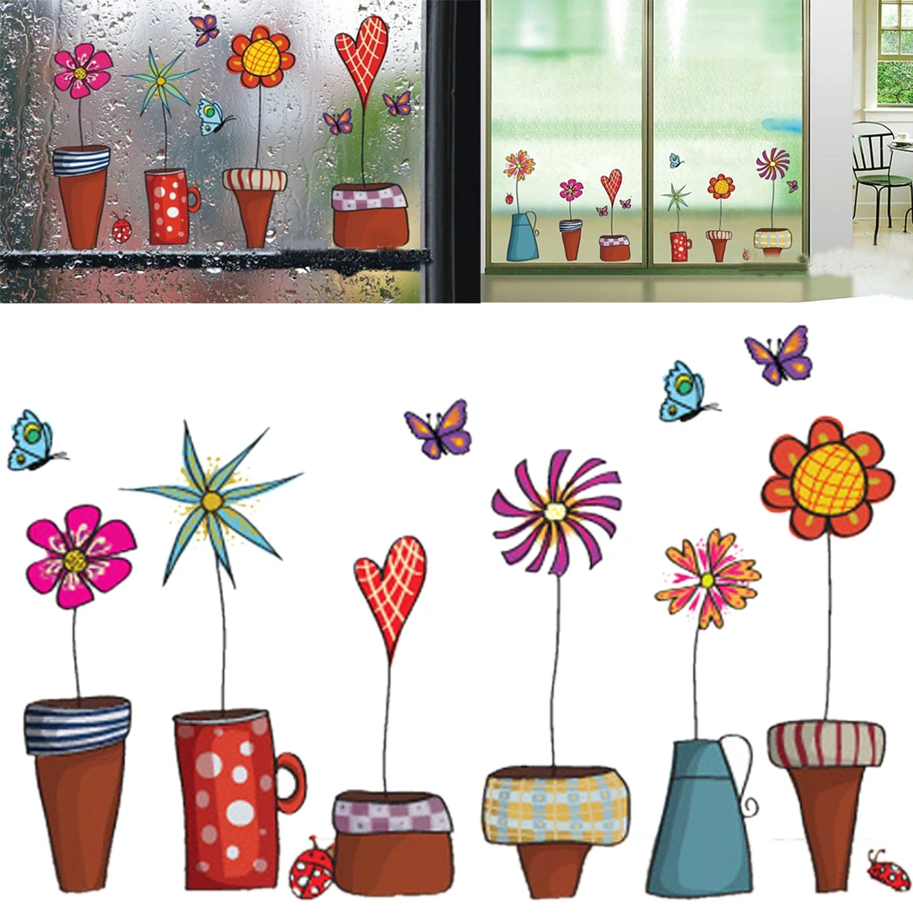 

2pcs Flower Butterfly Stickers Decal Window Glass Wall Decor