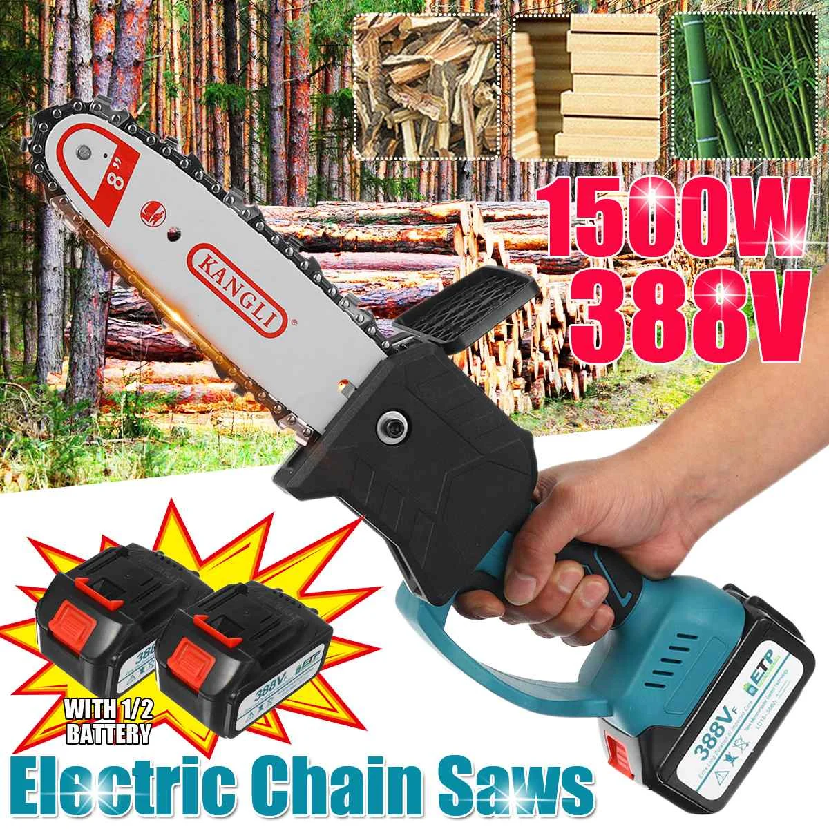 

388V 8 Inch Electric Saw Chainsaw Brushless Motor Rechargeable Wood Cutter Cutter Tool with 1/2PC Battery For Makita Battery