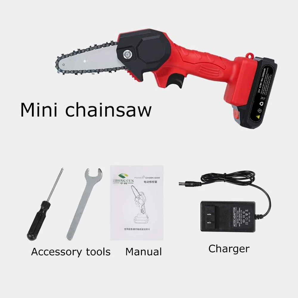 

4 Inch Mini Chainsaw Electric Cordless Chainsaw Pruning Shears Chainsaw with batteries Cutting Branches Garden Tools USA Plug