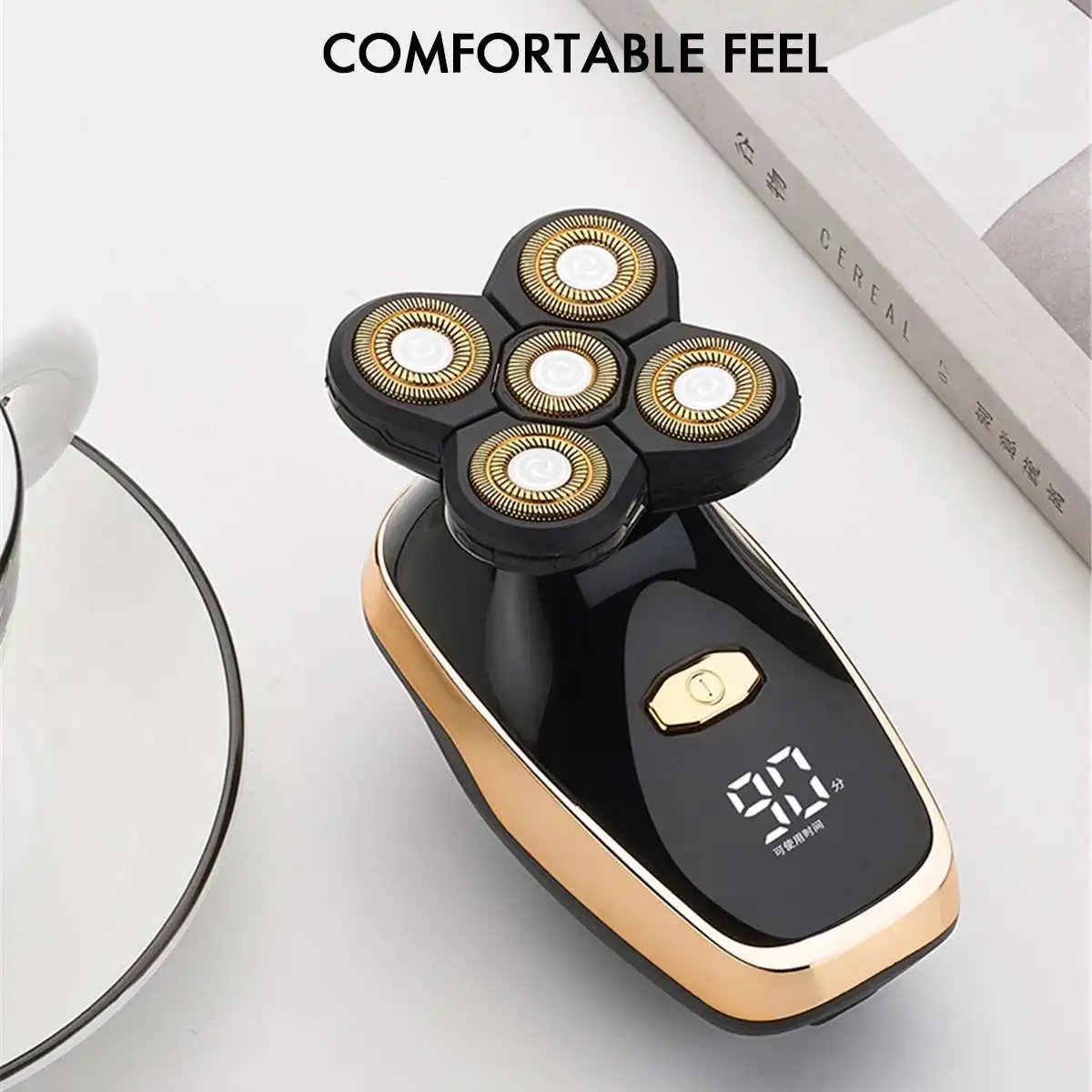 

5 In 1 4D Men's Rechargeable Bald Head Electric Shaver 5 Floating Heads Beard Nose Ear Hair Trimmer Razor Clipper Facial Brush