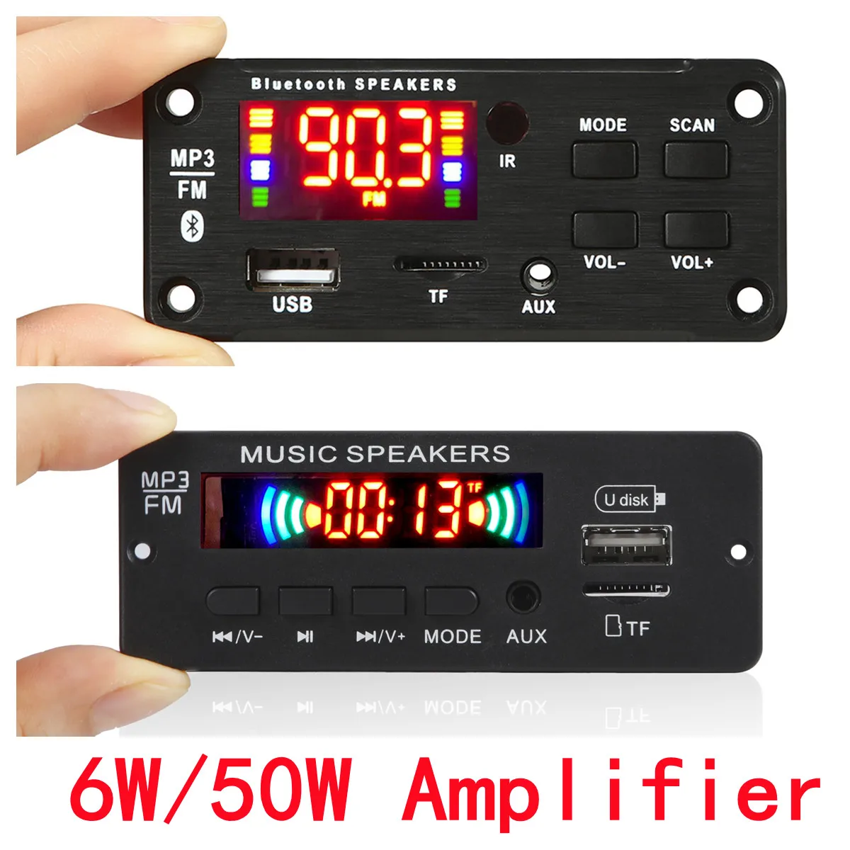 

Hands-free MP3 Player Decoder Board 12V Bluetooth 5.0 50W amplifier Car FM Radio Module Support FM TF USB AUX Recorders