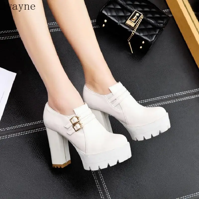 Новинка 2020 ультравысокие тонкие туфли на толстой и глубокой платформе с круглым