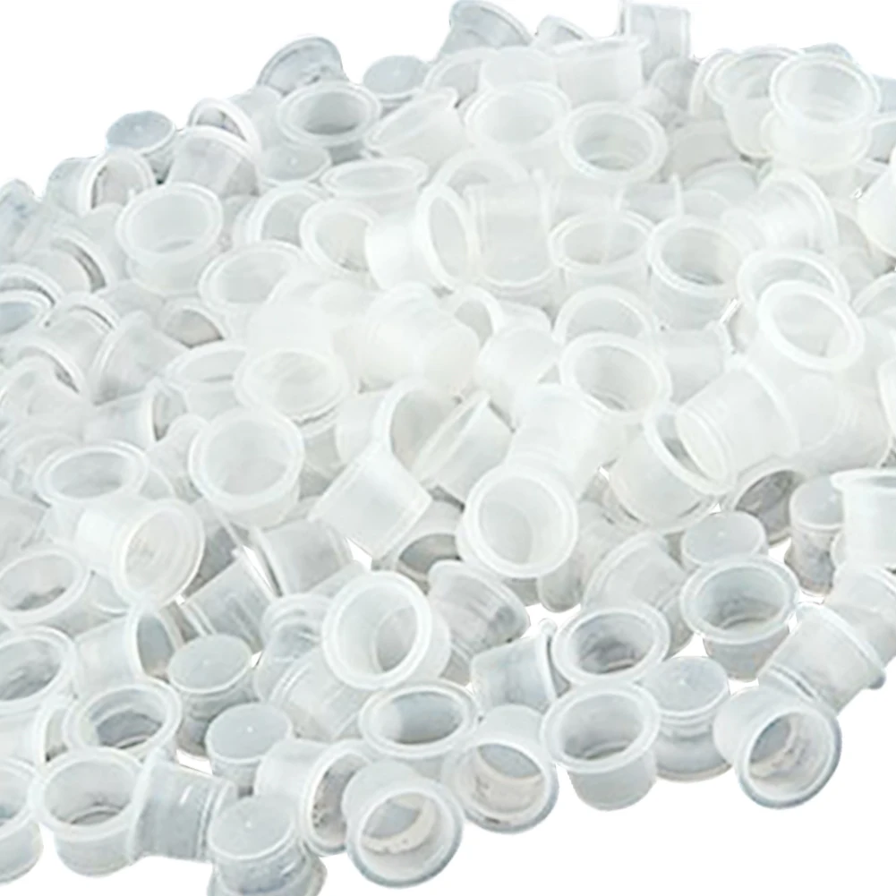 

100Pcs Small Medium Large Clear White Plastic Tattoo Ink Cups Cap Holder Supplies Pigment Clear Container For Needle Tip