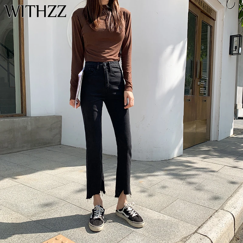 

WITHZZ Spring Autumn Female High-waist Denim Slim Pencil Pants Women Jeans