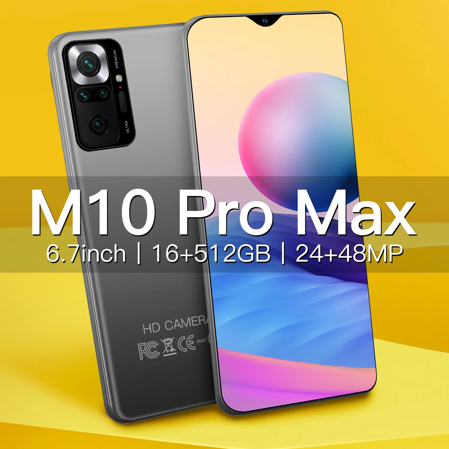 

Smartphone M10 Pro Max 16+512GB Sansumg 5G 6.7Inch HD 4K Screen Global Version Mobile Phone Snapdragon888 Dual SIM 6000mAh Phone