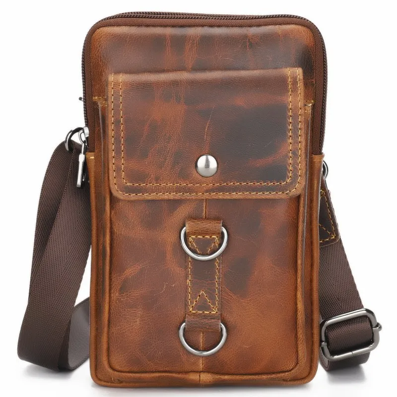 Men Fanny Pack Teenager Outdoor Sports Running Waist Bag Genuine Leather Male Shoulder Beltbag Travel Phone Pouch Leg Bag Purse