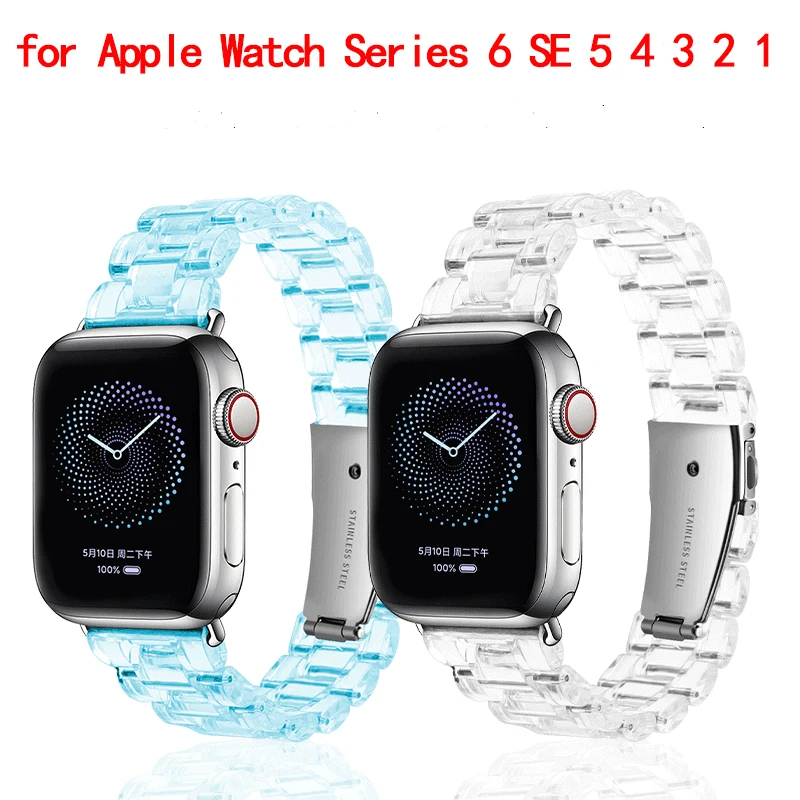 

New Wrist Band for apple watch series 6 SE apple watch band 44mm for iwatch 5 4 Universal transparent resin strap 38mm 40mm