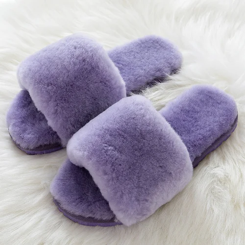 

2021 natural sheepskin indoor slippers ladies winter warm slippers casual shoes home slippers 2021