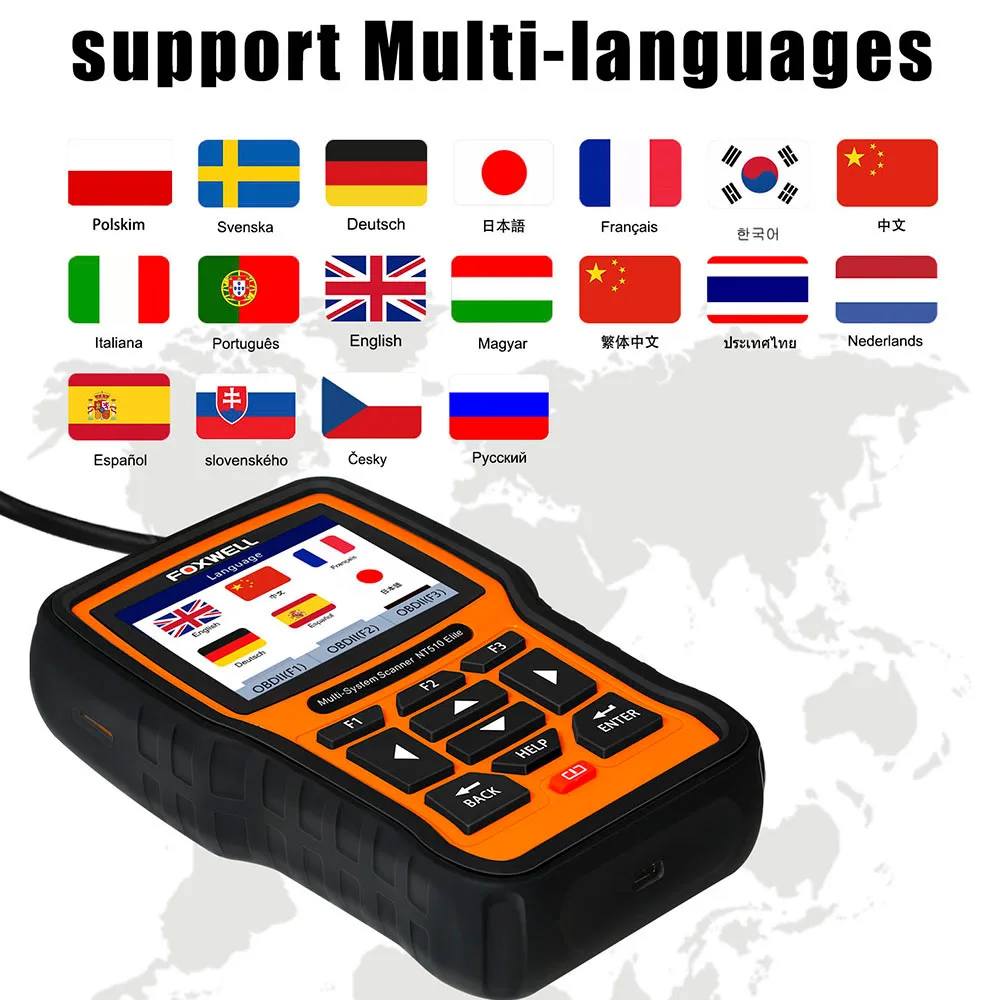 Сканер Foxwell NT510 Elite OBD2 с 1 бесплатным программным обеспечением для автомобиля +