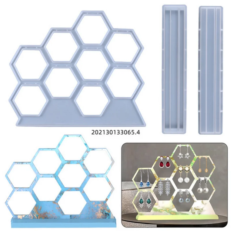 

Hollow Hexagon Earring Hanger Silicone Mold Diy Charms Handmade Jewelry Fillings Pendant Accessory Epoxy Resin Mould Craft