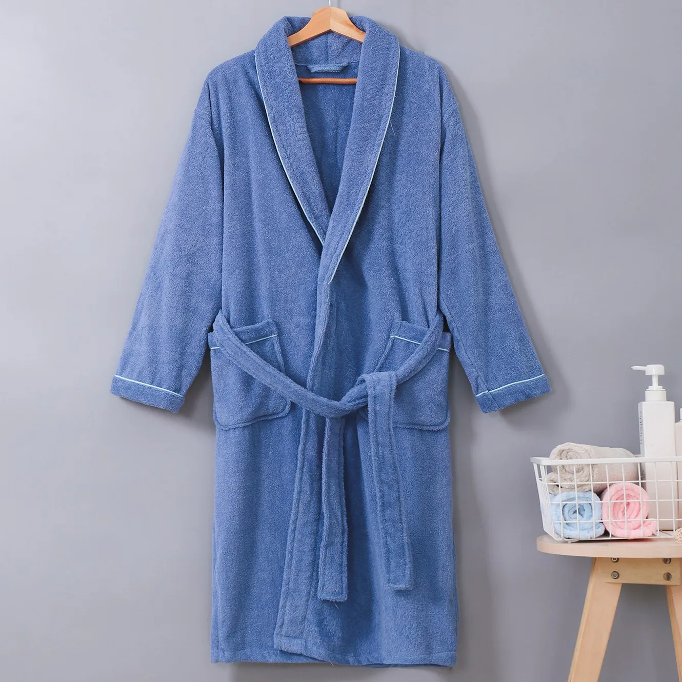 

Terry Bathrobe Casual Soft Robe Kimono Gown Sleepwear Spring Autumn Nightgown Intimate Lingerie Lovers Cotton Home Clothes