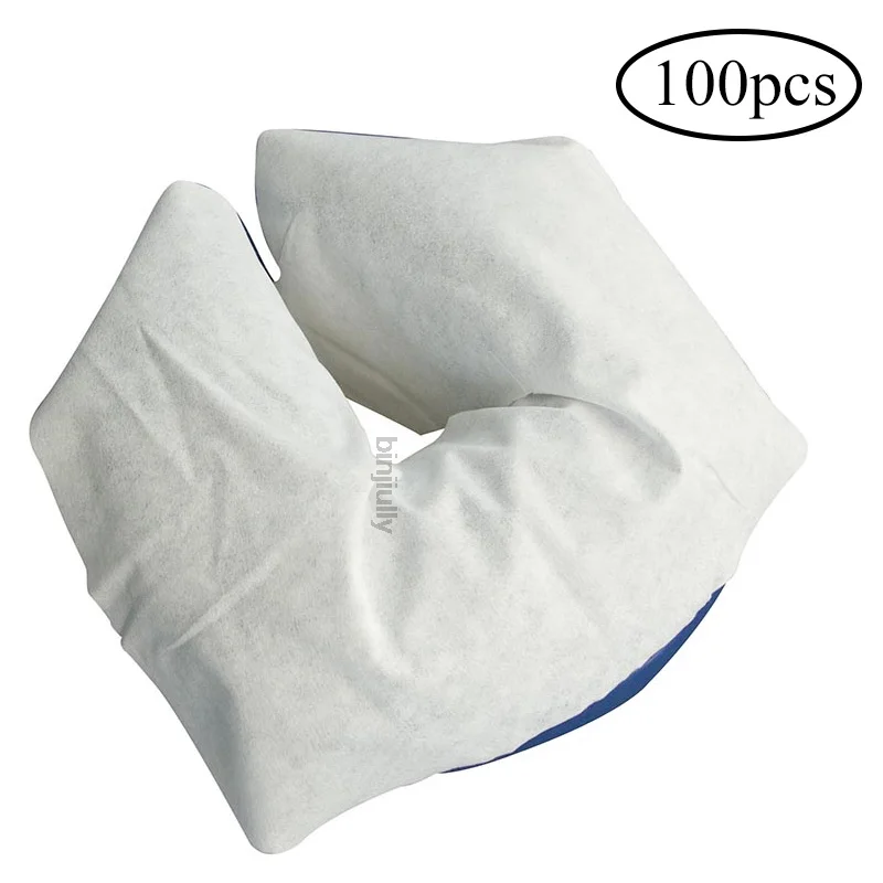 100Pcs Disposable Non-Woven Face Cradle Cover Headrest Pillow Massage Face Cradle Cover Soft Non-Sticking Face Rest Covers