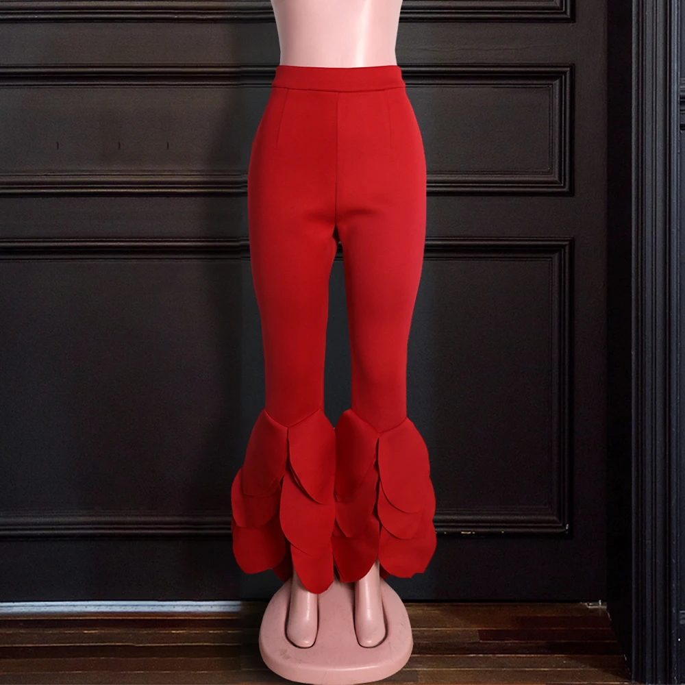 Брюки женские Облегающие расклешенные офисные брюки с оборками Узкие