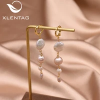 xlentag natural pink baroque pearl drop earrings classic hoop earing women wedding gift of love bohemian handmade jewerly ge0899