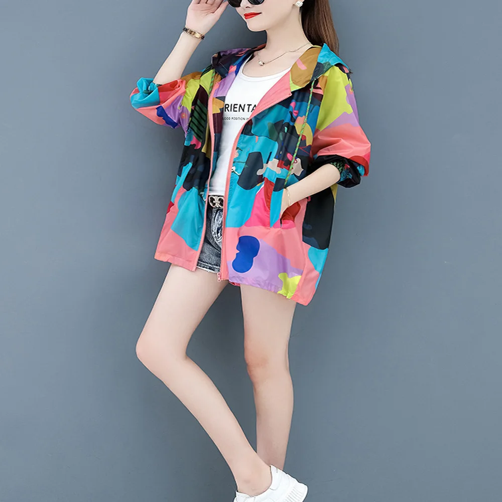 

TSACTE Women'S Printed Sun Protection Clothing, Fashion Camouflage Sun Protection Clothing, Long-Sleeved Sun Protection Clothing