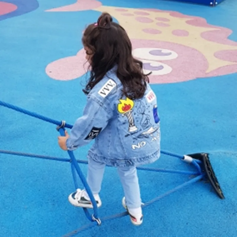 Детские джинсовые куртки для мальчиков Тренч одежда девочек Детское пальто